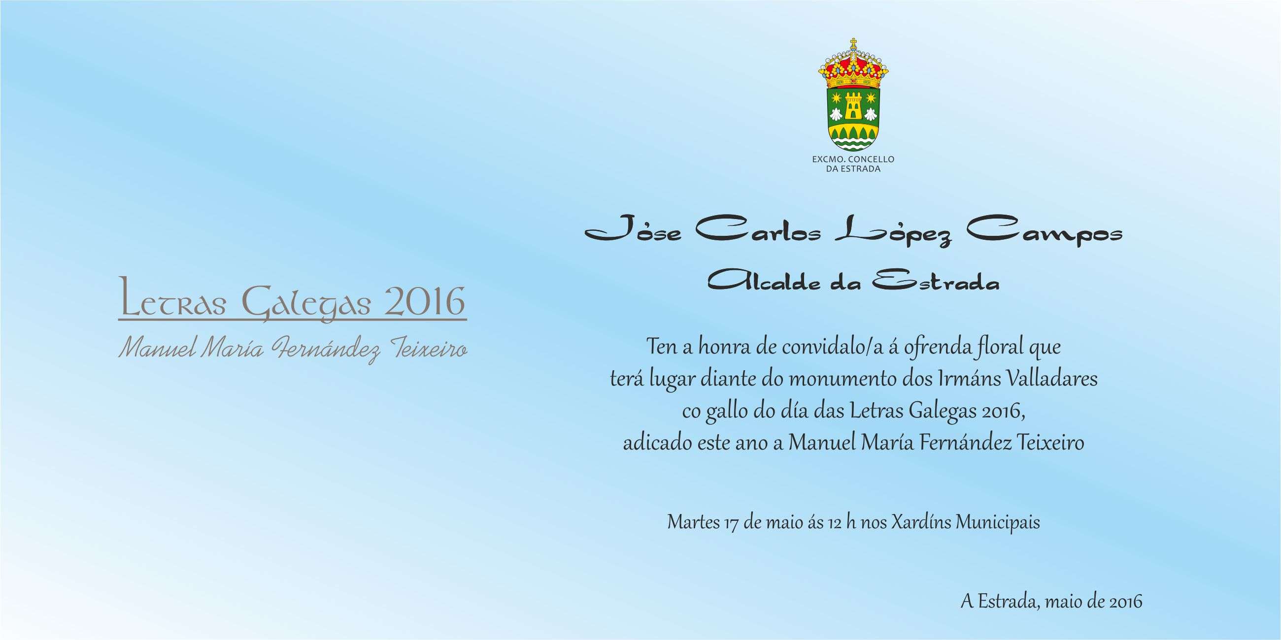 Invitación ofrenda letras galegas